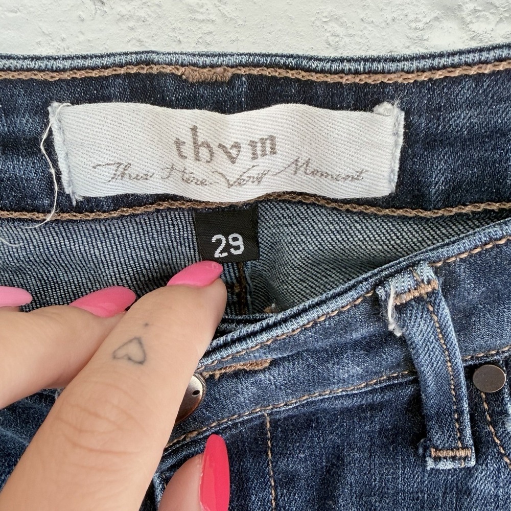 THVM Skinny Jeans Blue Denim Dark Wash Wash Women's Regular Size 29 5-Pocket - Picture 4 of 8